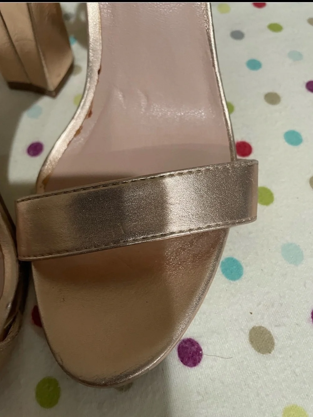 Madden Girl Metallic Rose Gold Ankle-Strap 4”Heels *flaw have inside peeling